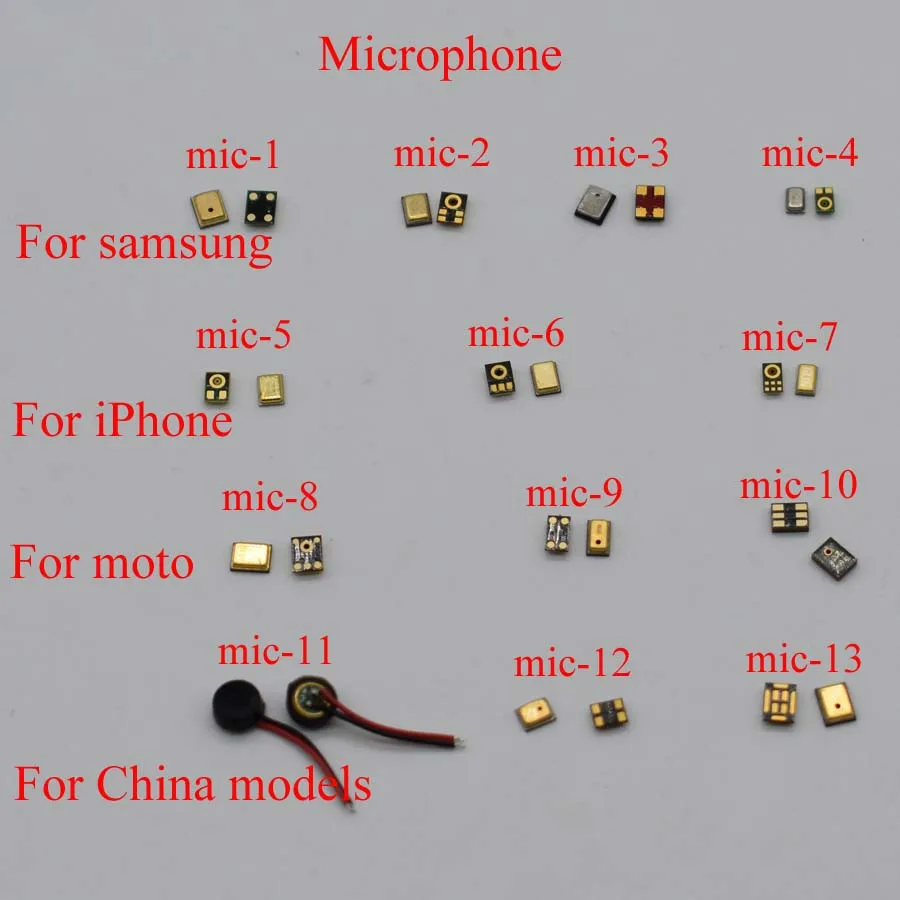 13 моделей 130 шт. микрофоны для динамиков внутренние запасные части iPhone samsung moto htc
