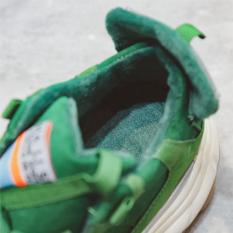 Женская обувь на платформе Сезон осень-зима зеленого цвета повседневная из плюша