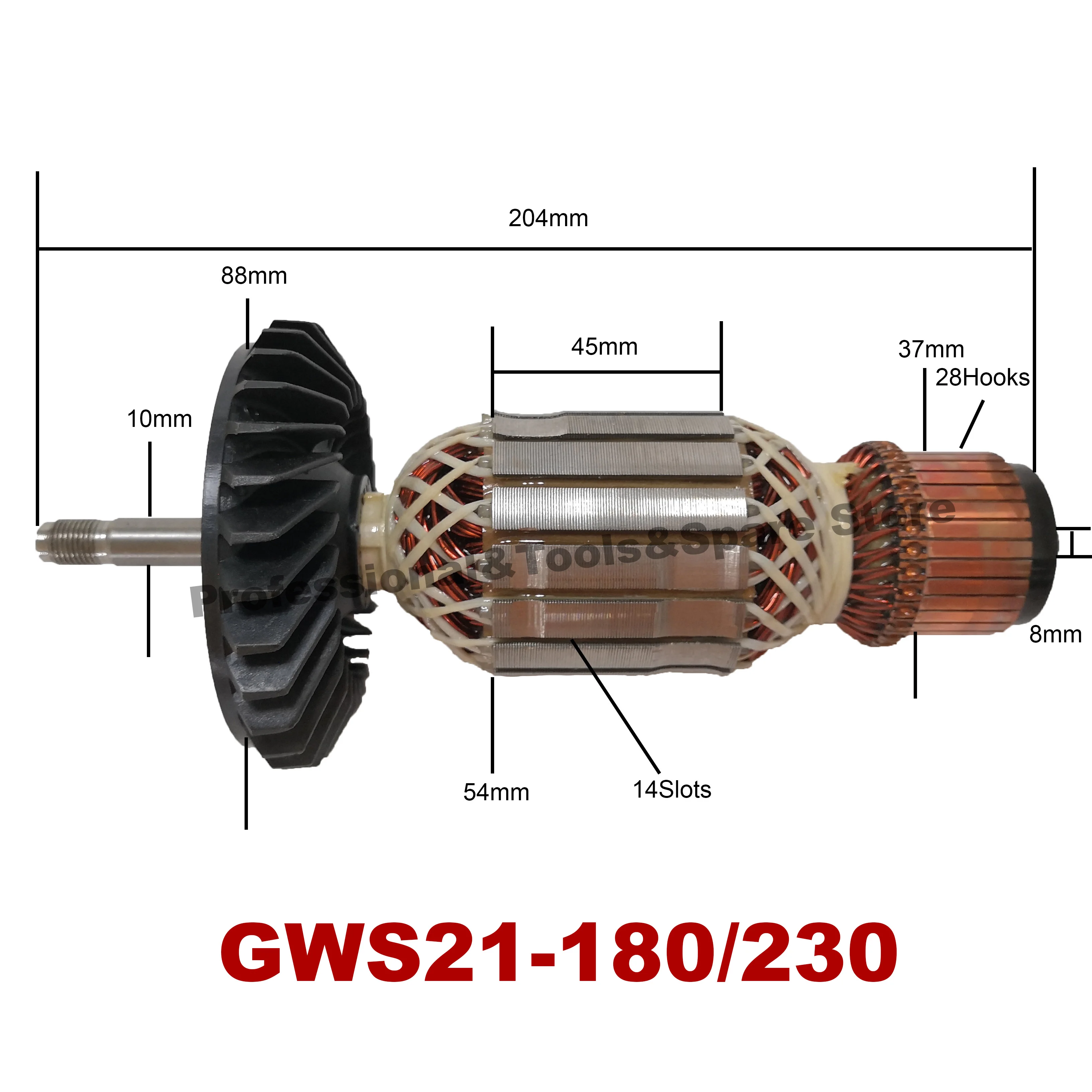 GWS21-180 230 AC220V-240V якоря Ротор двигателя Замена для BOSCH GWS20-180 230, GWS21-180 230, GWS22-180 230, GWS23-180 230, GWS24-180 230 - Цвет: GWS21-180 230