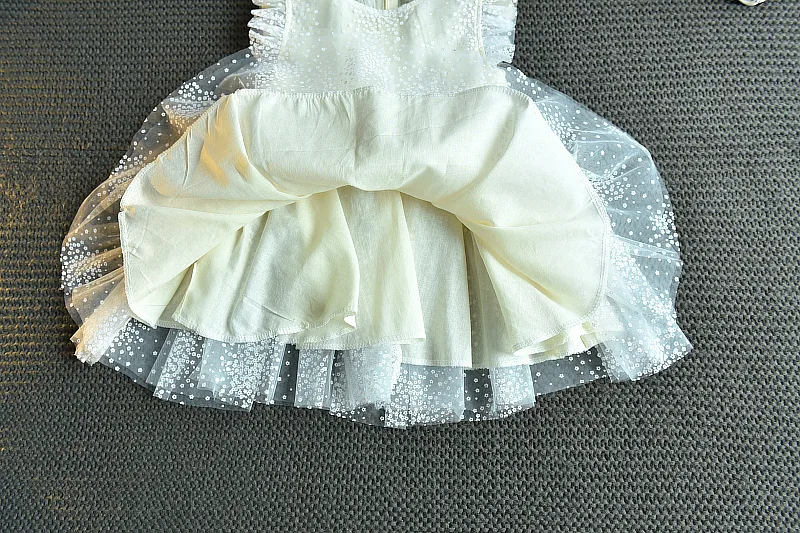 

Korean Kids Dress For Girls Lace Mesh Fly Sleeves Butterfly Ruffles Wedding Or Casual Summer Baby Girls Sweet Party Cute Dresses