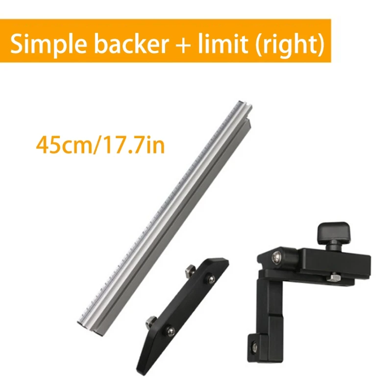 

450mm Miter Gauge with Track Stop Table Saw Woodworking Tools DIY Push Handle Simple Style Backer Aluminum and Bakelite