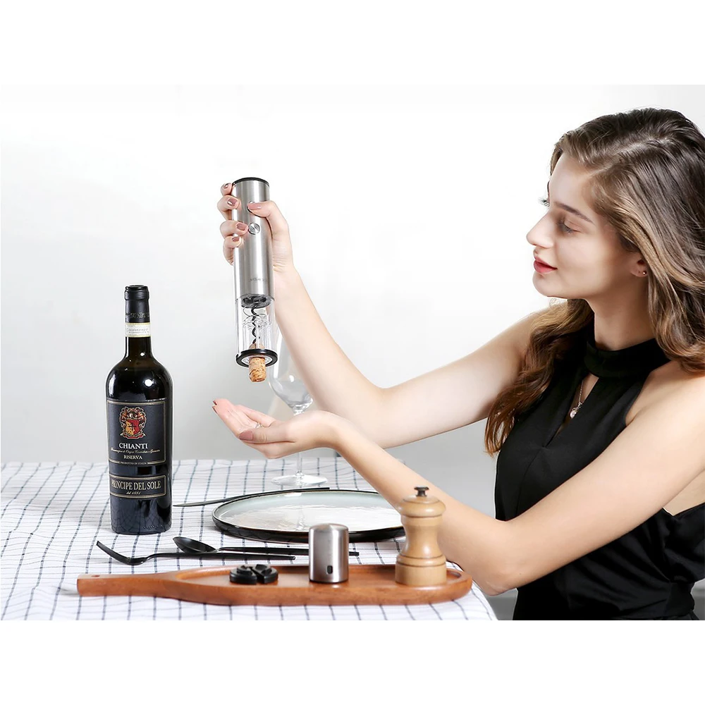 

Circle Joy Electric Wine Bottle Automatic Opener Stainless Steel Opener Corkscrew Foil Cutter Base Cork Out Kitchen Tool