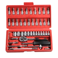 46 pcs steel combination tool batch head ratchet pawl socket set car repair tool wrench spanner screwdriver household