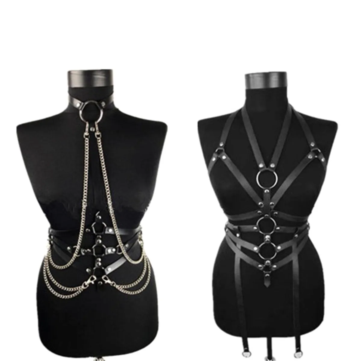 

Women Top Body Harness PU Leather Bondage Bra Chains Belt Strap Corset Bustier