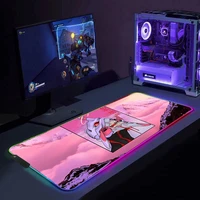 evangelion luminous rgb led light desktop gaming backlight mouse pad cushion computer accessory table mat colorful glow mausepad