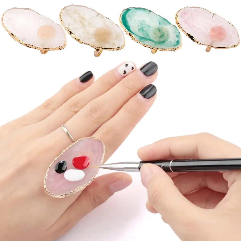 

Resin Nail Palette Art Finger Ring Plate Gel Polish Cream Holder Mixing Color Palette Eyeshadow Palette Cosmetic Makeup Pallete
