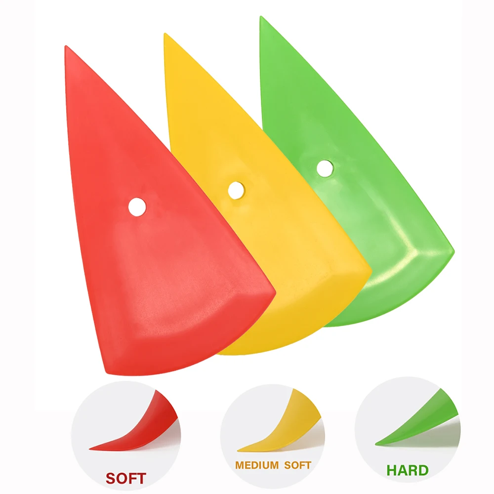 

FOSHIO 1/3PCS Contour Corner Scraper Vinyl Film Wrapping Applicator Sharp Triangle Squeegee Car Sticker Window Tint Install Tool
