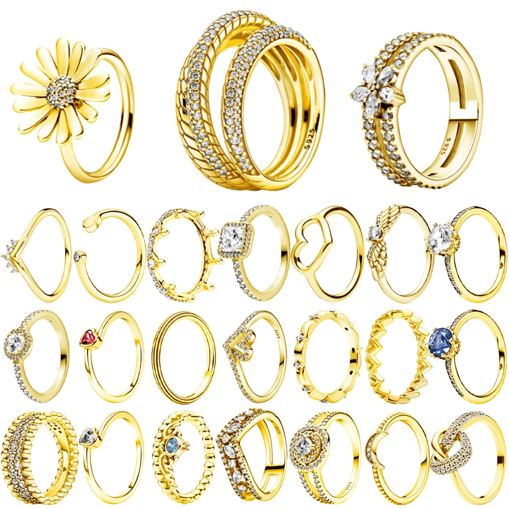 Модное винтажное кольцо MYBEBOA из стерлингового серебра 925 пробы золотого цвета