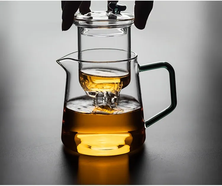 Чайник стеклянный прозрачный с фильтром для заваривания набор из черного