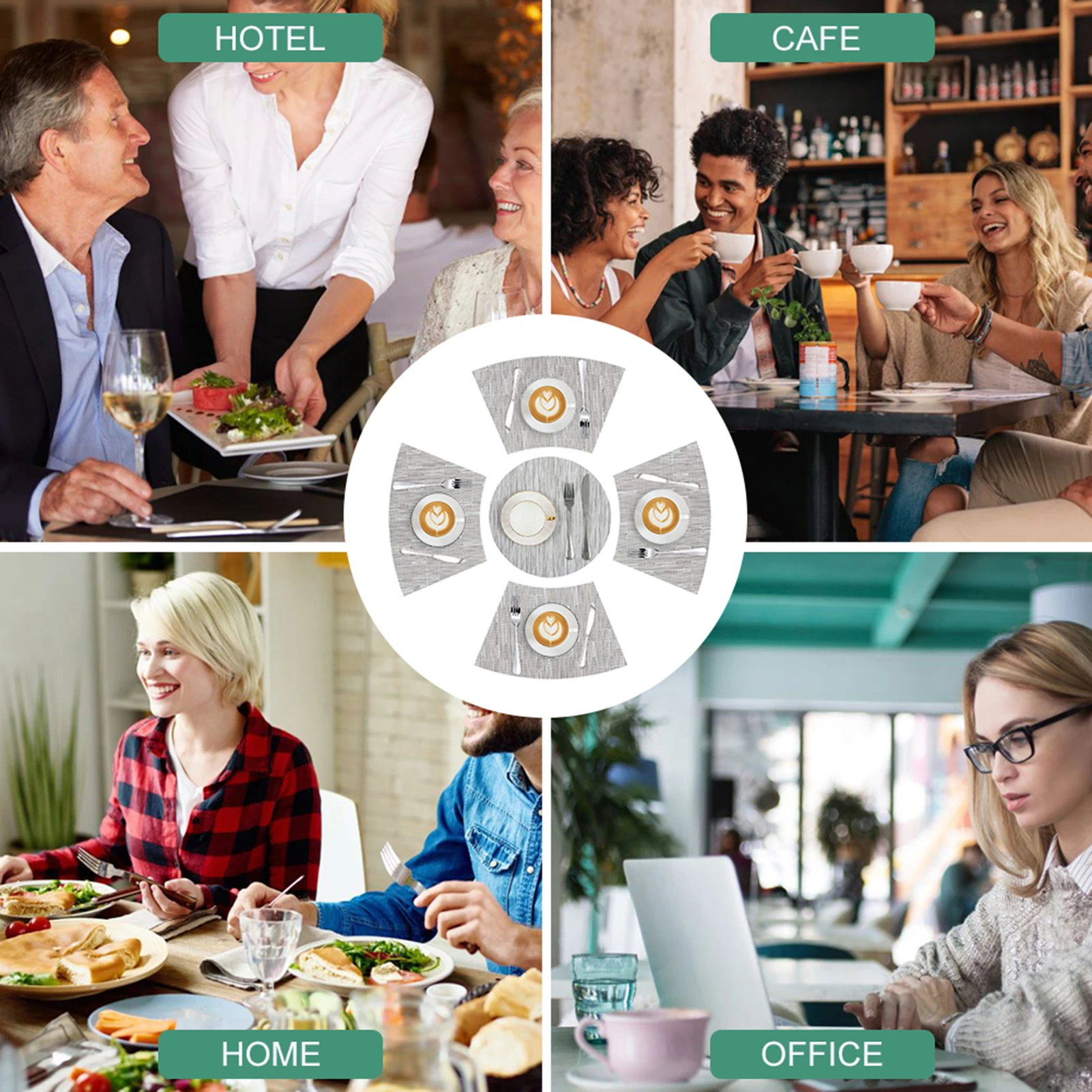 

Dining Table Mats Round Heat Resistant Insulation Non-slip Durable Washable Pad Decor Placemats Kitchen Decoration Accessories