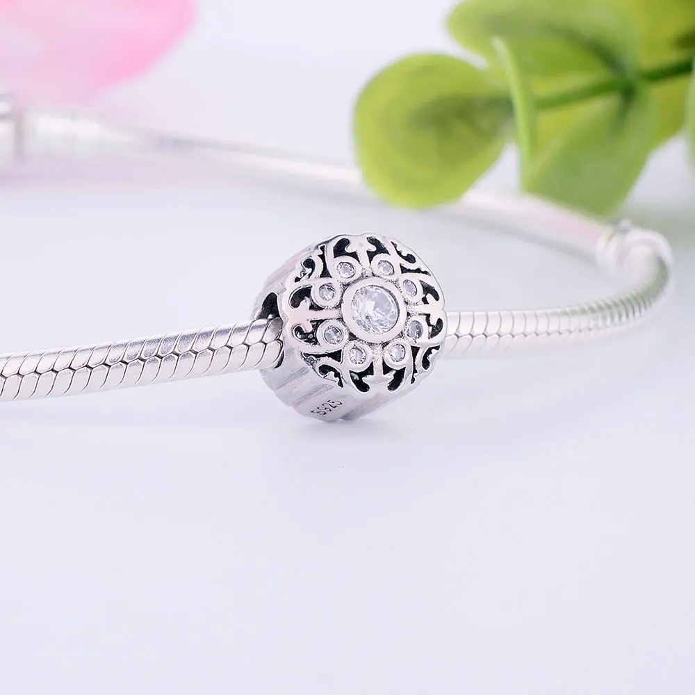 Шарм бусина из серебра 925 пробы с фианитом|charm beads|fashion beadsbeads fashion |