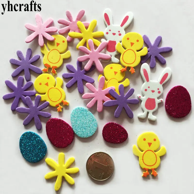 65PCS easter 1 пакетов/лот, луна солнце облако пены наклейки раннего обучения Обучающие поделки diy игрушки Детская комната орнамент цвет обучения детский сад - Цвет: 65PCS easter