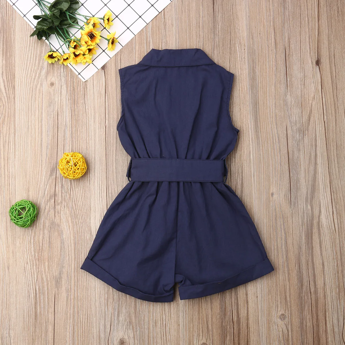 

2019 Fashion New Baby Kids Girls One-piece Romper Clothes Bow-tie Waist Rompers Outfits Sunsuits