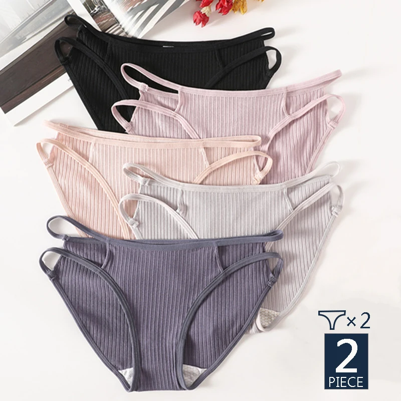 

2PCS/Set Cotton Panties Women's Sexy Panties Female Underwear Breif Intimates Sexy Lingerie Underpants Low-Rise Pants Plus Size
