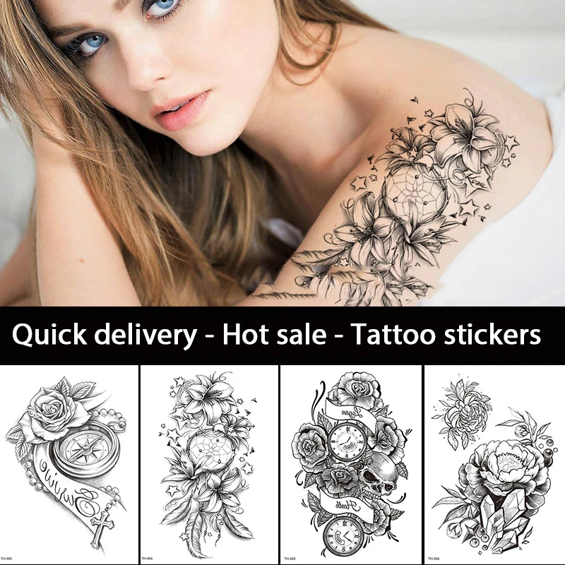

Color Painted Full Arm Tattoo Sticker HB.52-102 Fake Tattoos Waterproof Were-Resisting Body Art Painting Temporary Tattoos