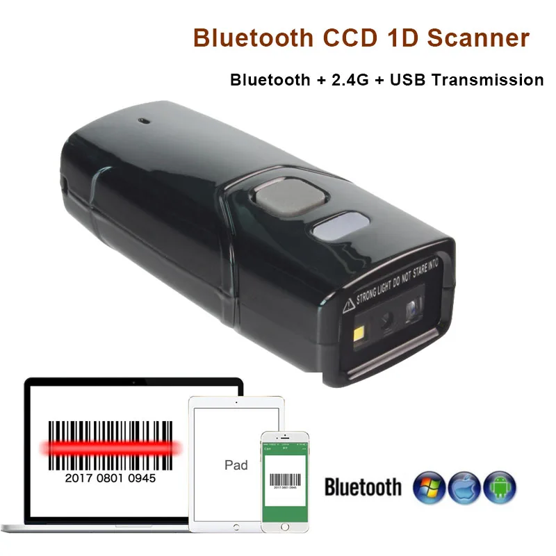

Портативный сканер штрих-кода Bluetooth 1D/2D CCD, беспроводная компактная USB-сканер штрих-кода 2,4G для IOS, Android, Windows