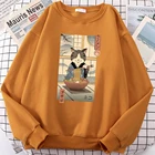 Neko Ramen Ukiyo-e Japan Comics Print Clothing Male Pattern Oversize Hoody Fashion Fleece Sweatshirt Fashion толстовки с круглым вырезом