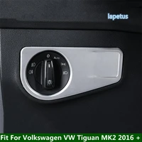 carbon fiber head fog light switch button panel cover trim for volkswagen vw tiguan mk2 2016 2022 matte silver accessories