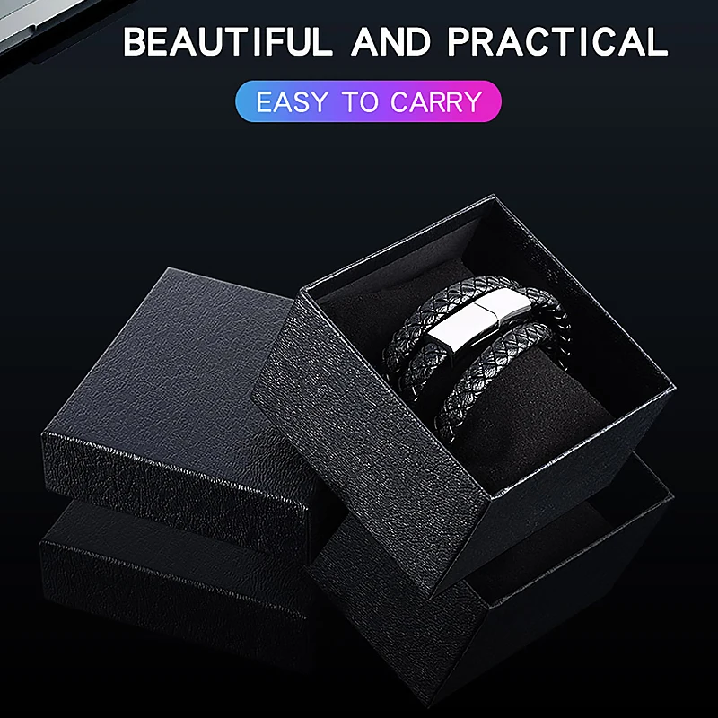 Кожаный браслет-кабель USB-Type C для телефонов iPhone Android 20-22.5 см | Мобильные телефоны и