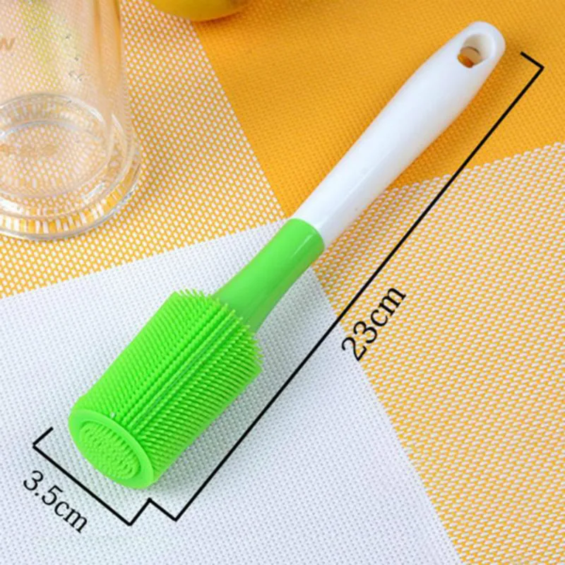 

Long Handle Bottle Brush Multifunctional Kitchenware Silicone Dishwashing Brushes Hanging Hole Design Household Cleaning Tools