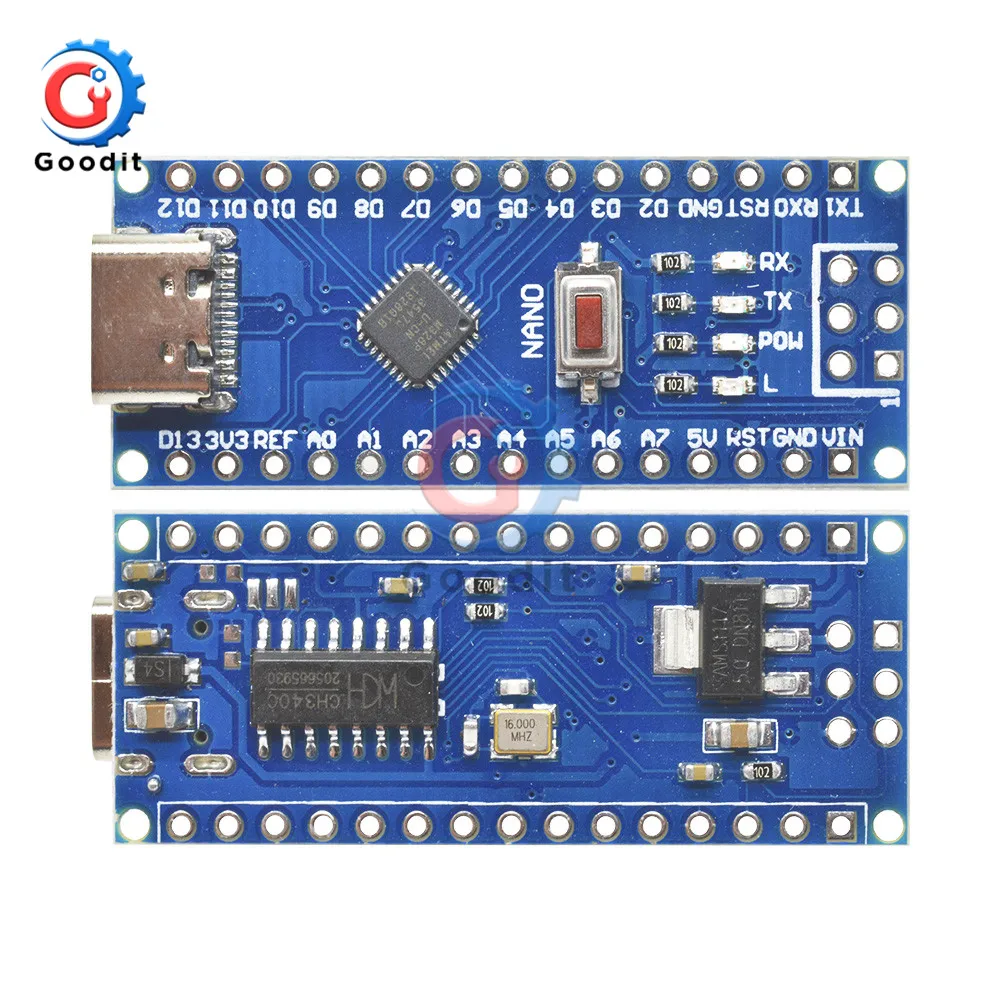 Адаптер Type-C CH340 Nano V3.0 ATMEGA328P-MU ATMEGA328 1 шт. макетная плата модуля микроконтроллера