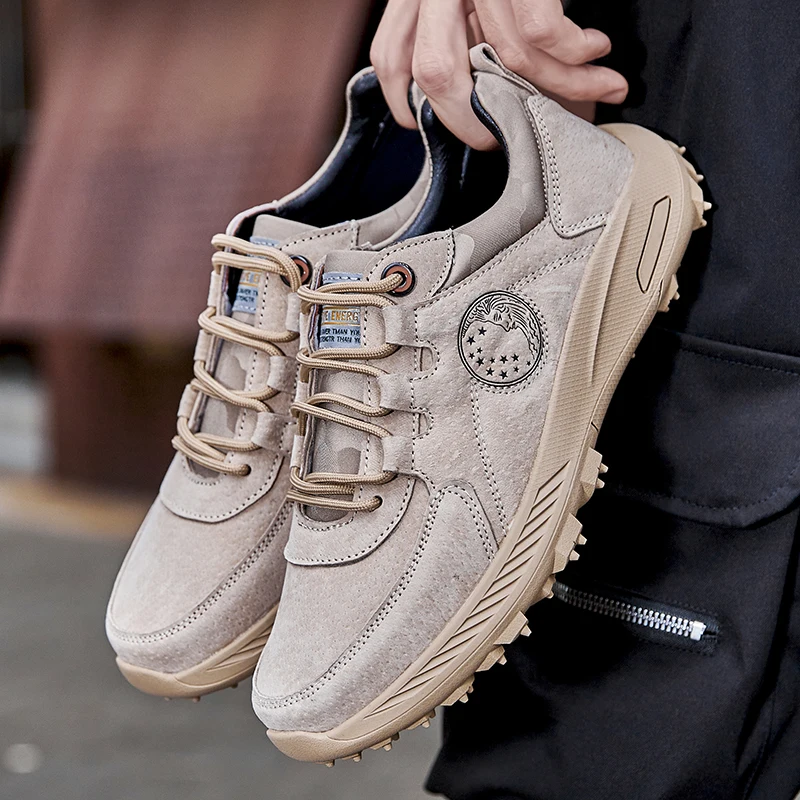 

Мужские кожаные кроссовки на толстой подошве, Нескользящие кроссовки для альпинизма, повседневная обувь для активного отдыха, для походов, ...