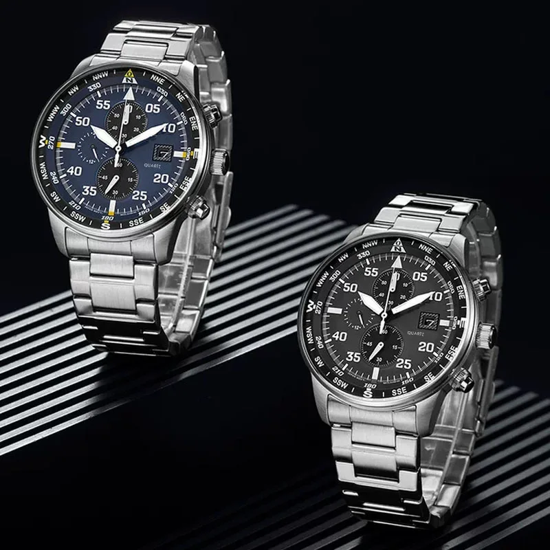 Диаметр 44 мм для мужчин кварцевые наручные часы хронограф с шестью стрелками из