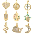 Ювелирные изделия в форме сердца, подвески для сережек, ожерелий, браслетов, изготовление золотого милого Кита, медный кубический циркон, змея, дизайнерские подвески, подвески
