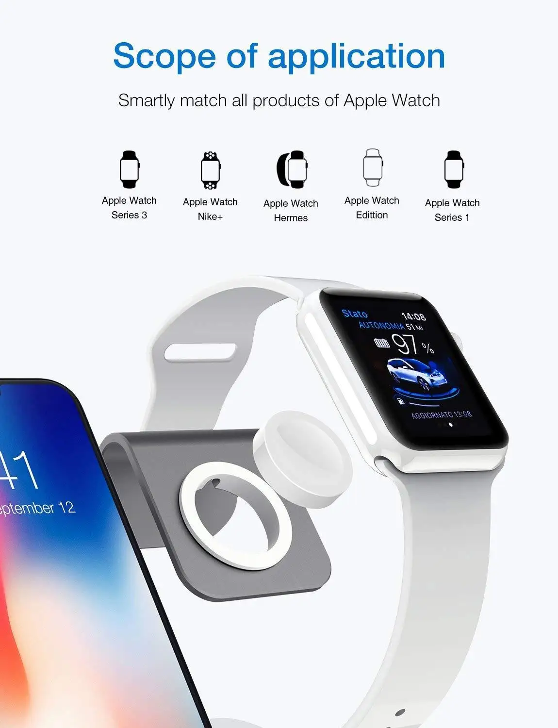 3 в 1 Подставка для планшета Apple Watch/Airpods зарядная док станция настольный телефон