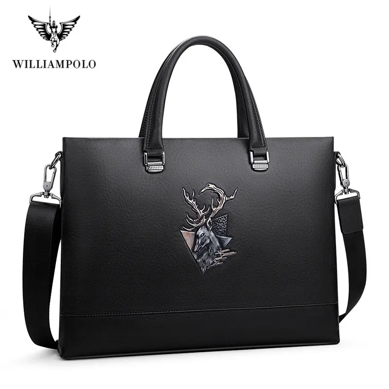 Men's Genuine Leather Briefcase Business Laptop Handbags Male Crossbody Shoulder Bag Cow Leather Notebook Briefcases