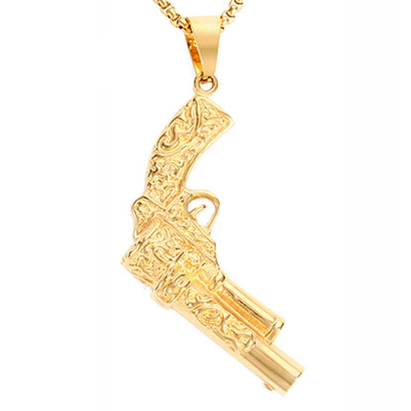 Ожерелье с подвеской в виде большого пистолета из нержавеющей стали|Подвески| |