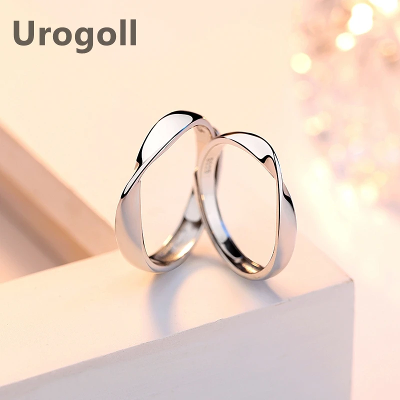Модные кольца для влюбленных 100% Настоящее серебро 925 пробы обручальные Mobius