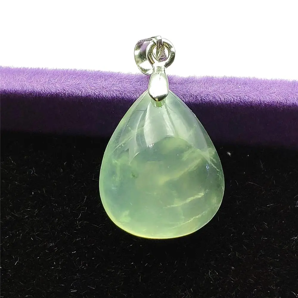 Genuine Natural Green Prehnite Crystal Water Drop Pendant 20x15x8mm Gemstone Clear Bead For Women Men Love Healing AAAAA | Украшения и