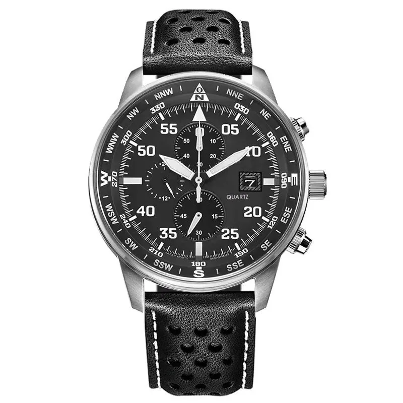 Диаметр 44 мм для мужчин кварцевые наручные часы хронограф с шестью стрелками из