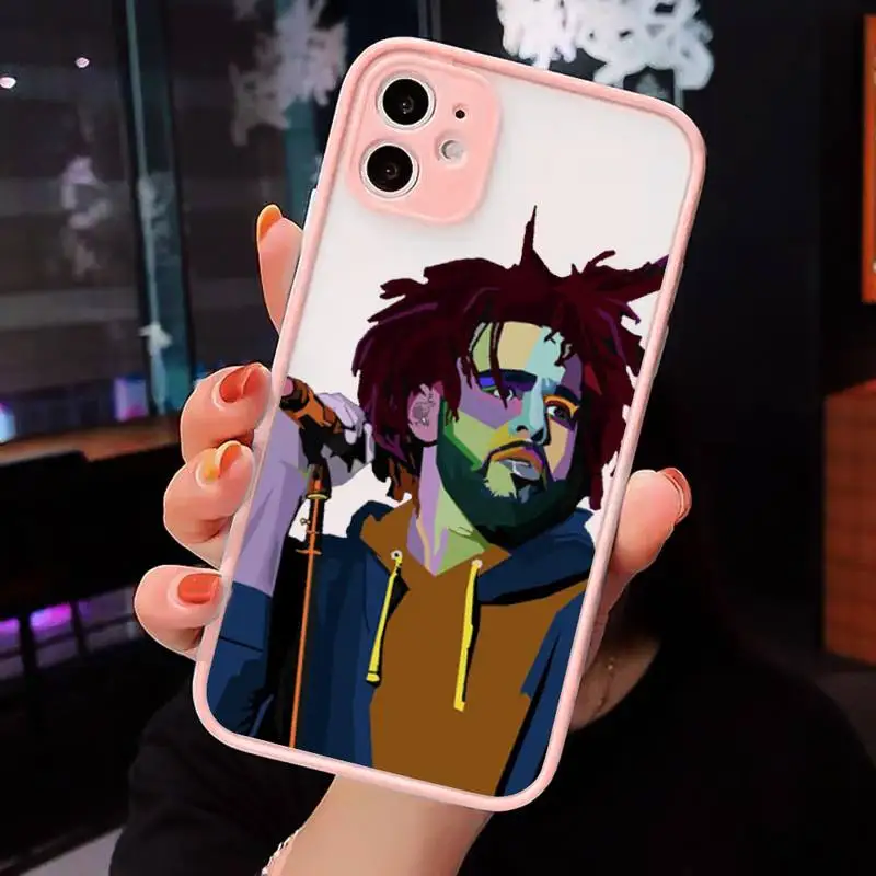 

Y61 Rapper J. Cole Phone Case For iPhone 12 11 Mini Pro XR XS Max 7 8 Plus X Matte transparent Pink Back Cover