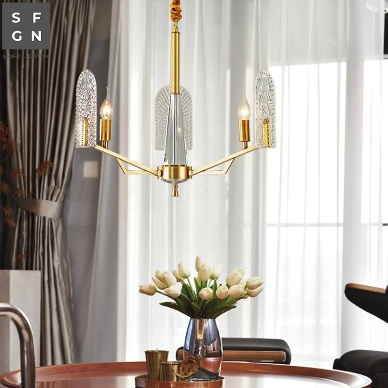 Люстра Светодиодная медная потолосветильник светильник в американском стиле