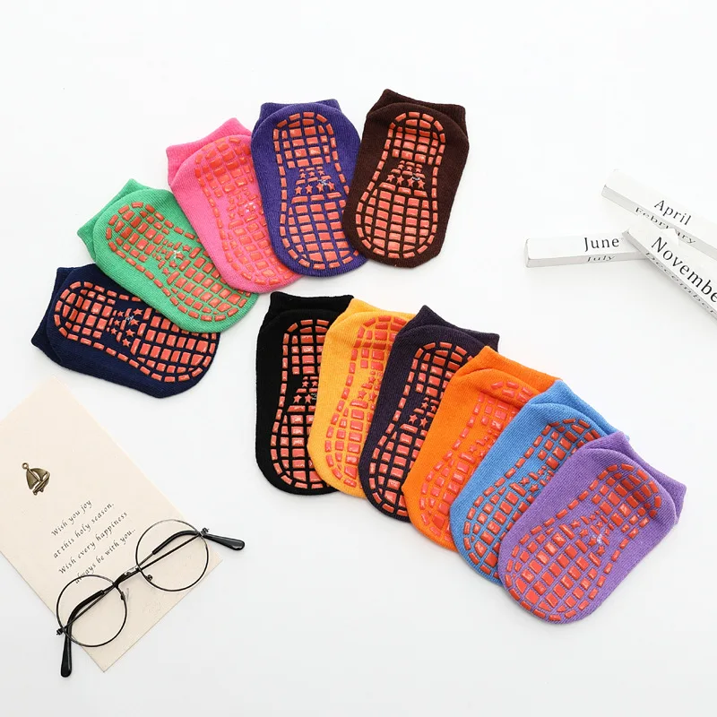 Non-slip Floor Socks Unisex Girl Boy Trampoline Socks Children Indoor Activities Socks Cotton Candy Color Soft Short Ankle Socks