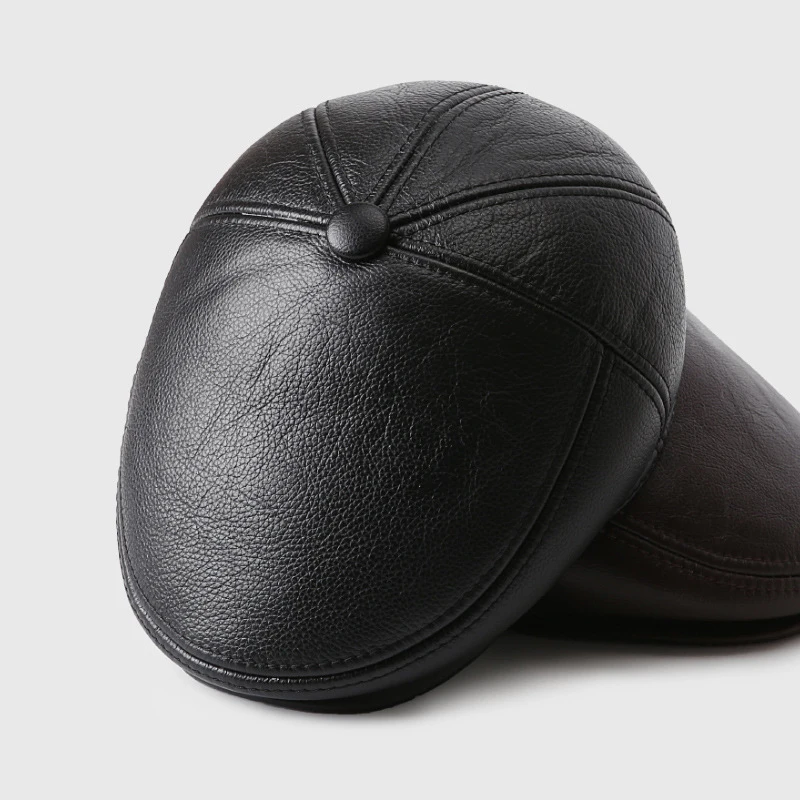 Кожаная кепка газетчика мужская Кепка с козырьком зимняя Осенняя теплая шапка