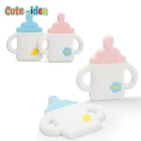 cute idea 1pc milk bottle silicone teethers food grade baby teething toys diy infants necklace pendant accessories baby products