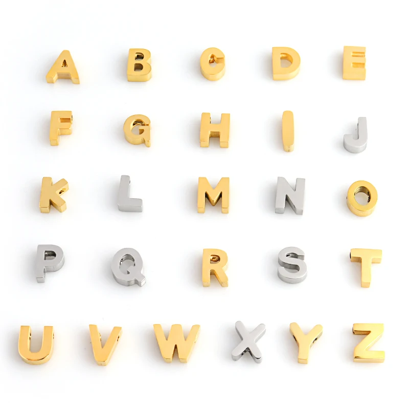 

1PCS/lot High Quality High Polished Charms 316L Stainless Steel Name Wholesale Pendant charms for jewelry making 26 Letter Beads