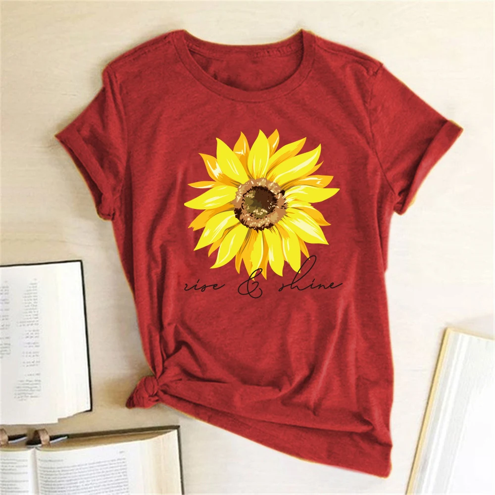 Защита от солнца с цветочным и буквенным принтом Футболка для женщин футболки