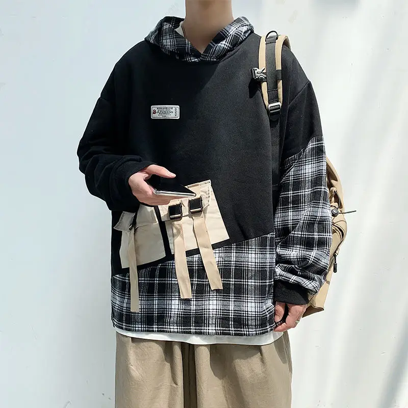 

Мужская хлопковая толстовка с капюшоном, однотонный пуловер, пальто в клетку, модная Свободная Толстовка большого размера, 2020, M-5XL