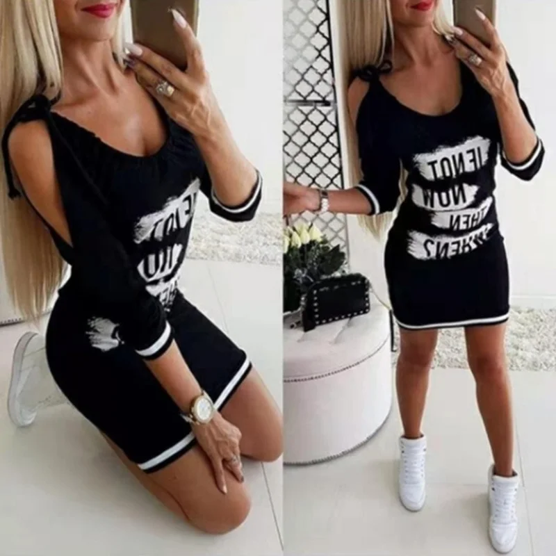 

Lugentolo Sexy Summer Dress Women Letter Print Sling Straps Sheath Sleeveless V-Neck Casual Mini Dress