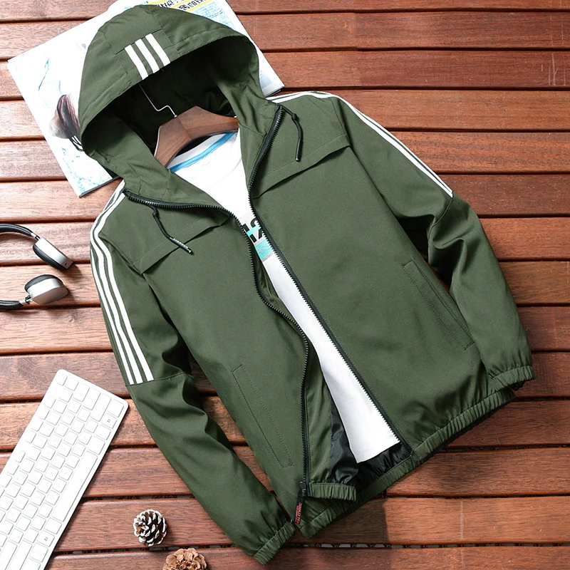 2019 мужские куртки с капюшоном весенне осенняя куртка бомбер пальто Модная