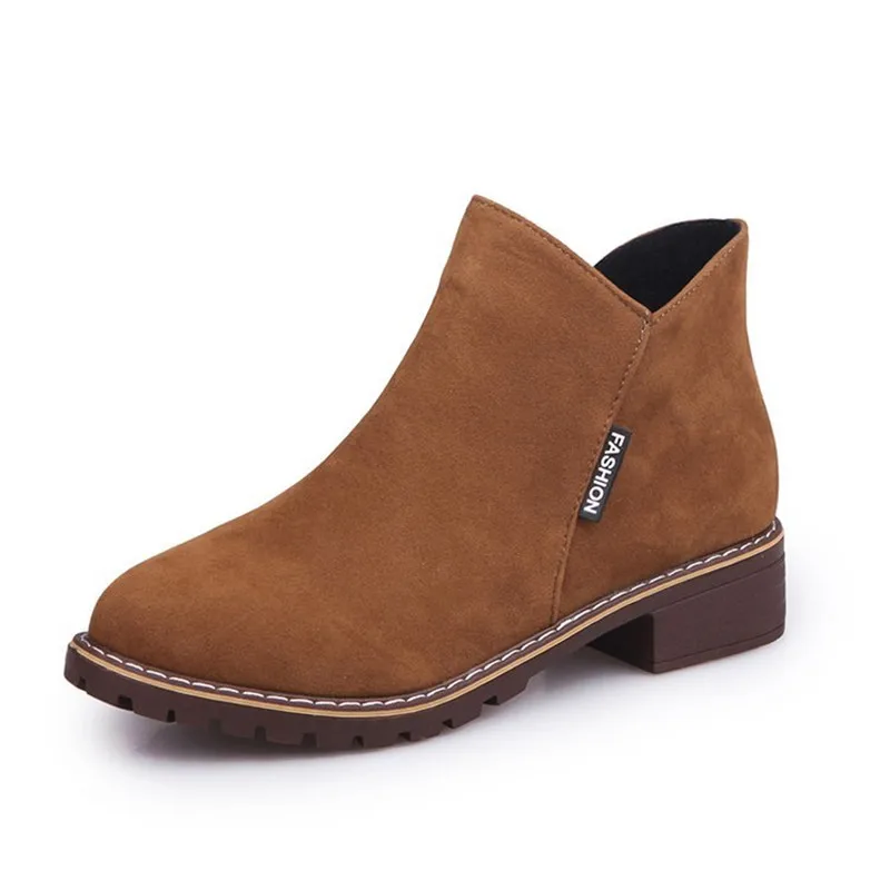 Brown Suede Новые женские ботинки для вечеринок, размер 42 ботинки осень-зима классические зимние ботильоны из флока на молнии Зимняя женская обувь из замши с теплым мехом и плюшем - Цвет: Brown Suede
