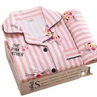 Женская домашняя одежда, пижама с мультяшным принтом, топ и штаны, из хлопка и шелка, мягкий пижамный комплект, женская одежда для сна с длинным рукавом, 2021