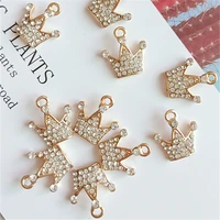10pcslot 812mm creative gold rhinestone crown pendant buttons ornaments jewelry earrings choker hair diy jewelry accessories