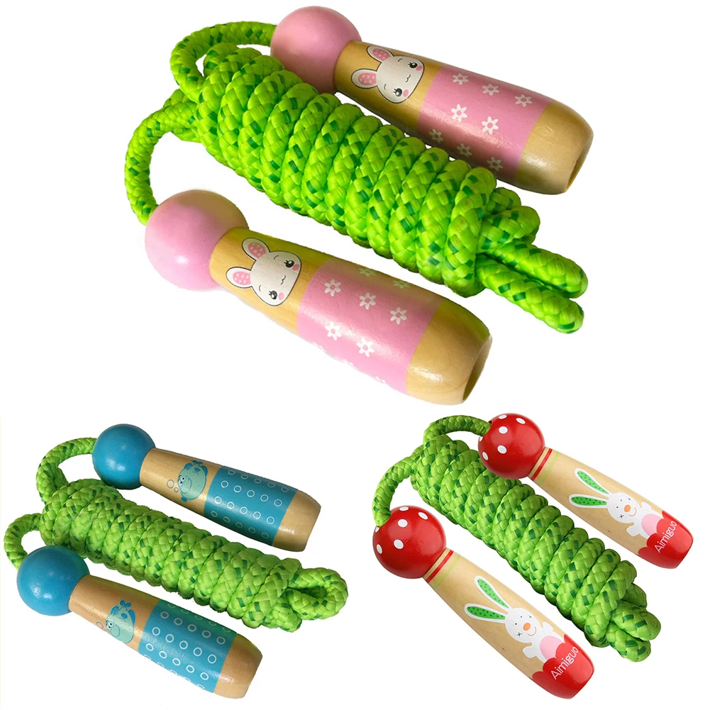 Детская скакалка с мультяшной деревянной ручкой кабель для пропуска провод