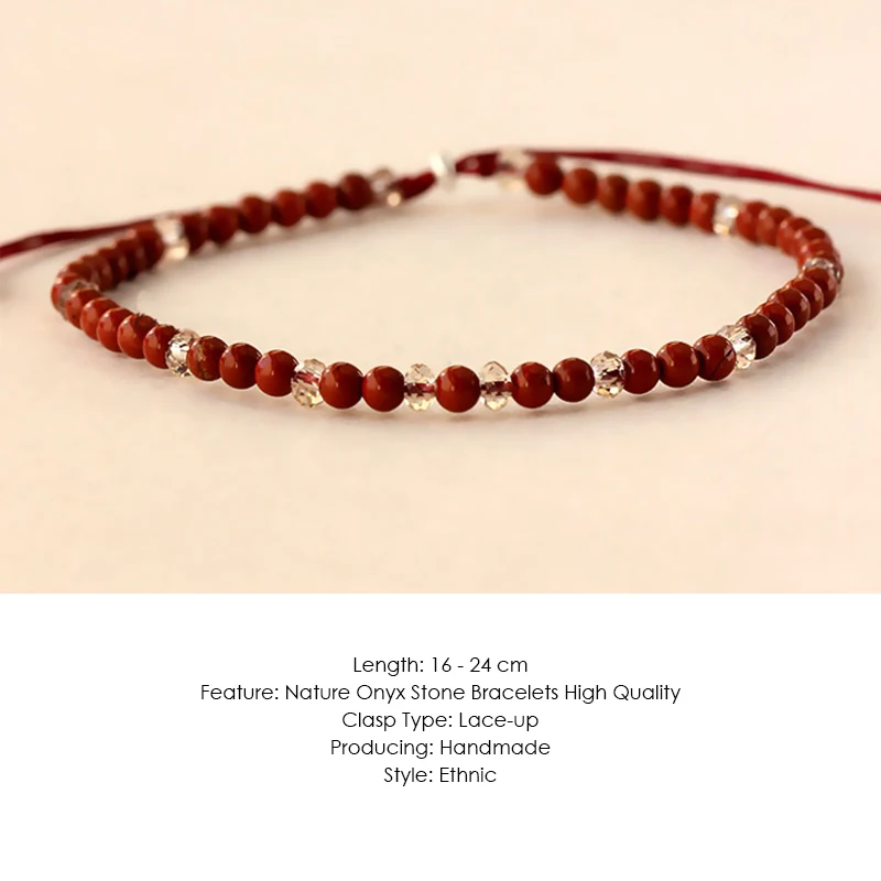 Натуральный винный камень: красный оникс браслеты с бусинами для женщин из