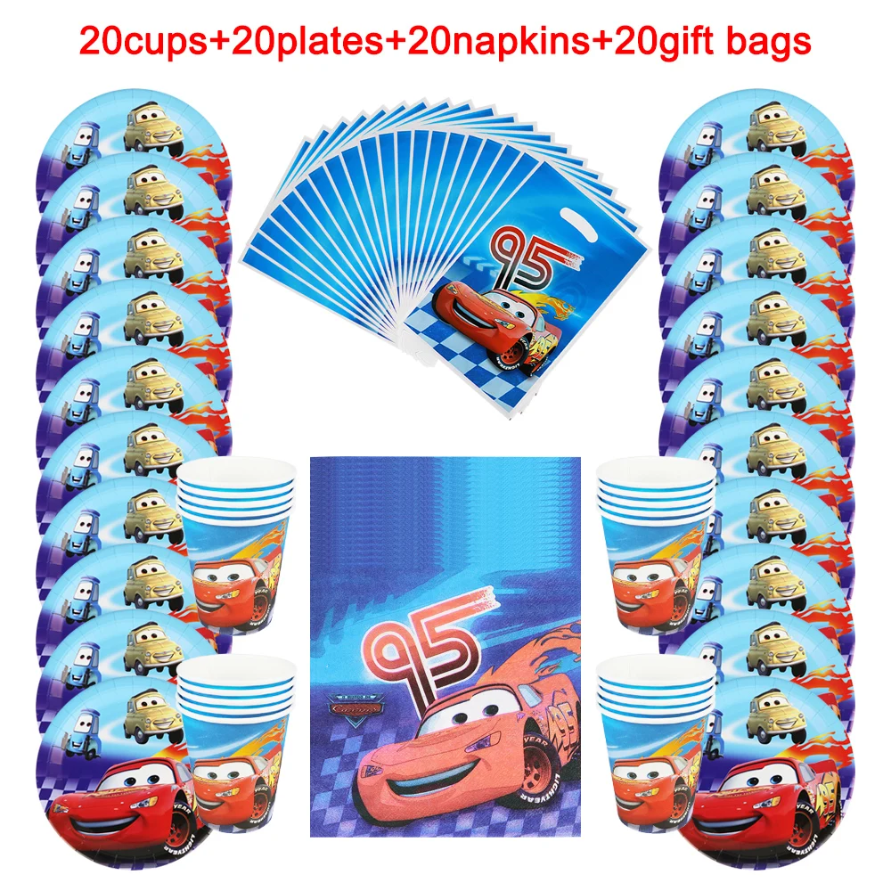 

80Pcs Cartoon Disney Cars Theme Design Paper Plate Cup Napkin Candy Gift Bag Kids Girl Birthday Baby Shower Party Supplies